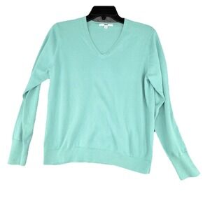 Uniqlo  Knit 100% Cotton V-Neck  Green Mint Women  Long Sleeve Sweater   Size M